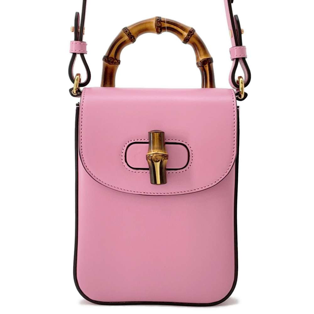 GUCCI Bamboo 3WAYShoulder Bag Pink702106 Leather