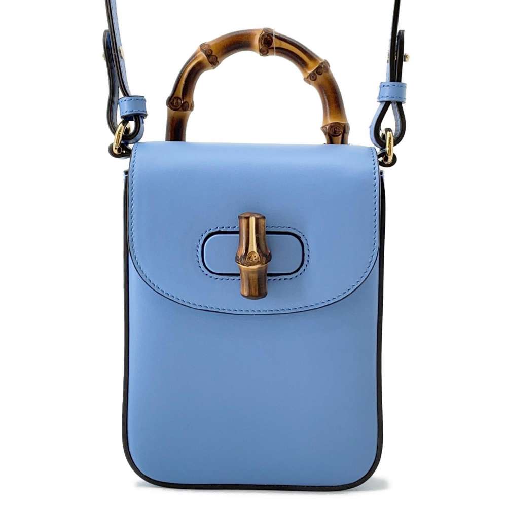 GUCCI Bamboo 3WAYBag Light Blue702106 Leather