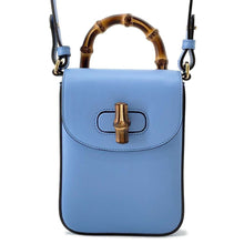 将图像加载到图库查看器中，GUCCI Bamboo 3WAYBag Light Blue702106 Leather
