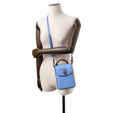 Load image into Gallery viewer, GUCCI Bamboo 3WAYBag Light Blue702106 Leather
