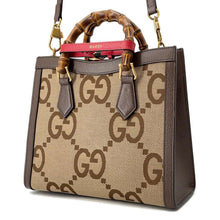 Load image into Gallery viewer, GUCCI Jumbo GG Bamboo Tote Beige/Brown660195 Canvas Leather Size Small
