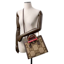 Load image into Gallery viewer, GUCCI Jumbo GG Bamboo Tote Beige/Brown660195 Canvas Leather Size Small
