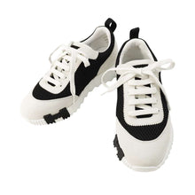 Load image into Gallery viewer, HERMES Bounce Sneakers White/Black Leather Suede Mesh Size 36
