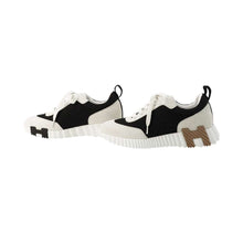 将图像加载到图库查看器中，HERMES Bounce Sneakers White/Black Leather Suede Mesh Size 36
