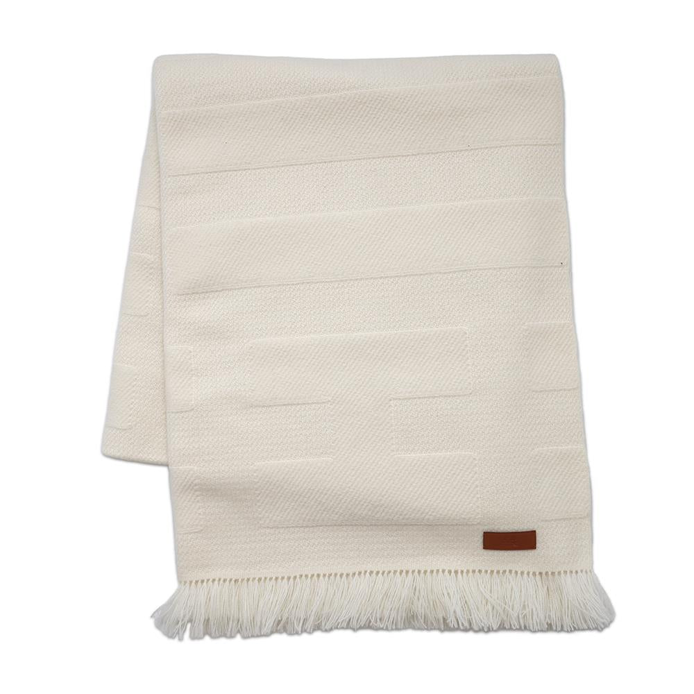 HERMES Scarf Blanc Casse Cashmere Leather