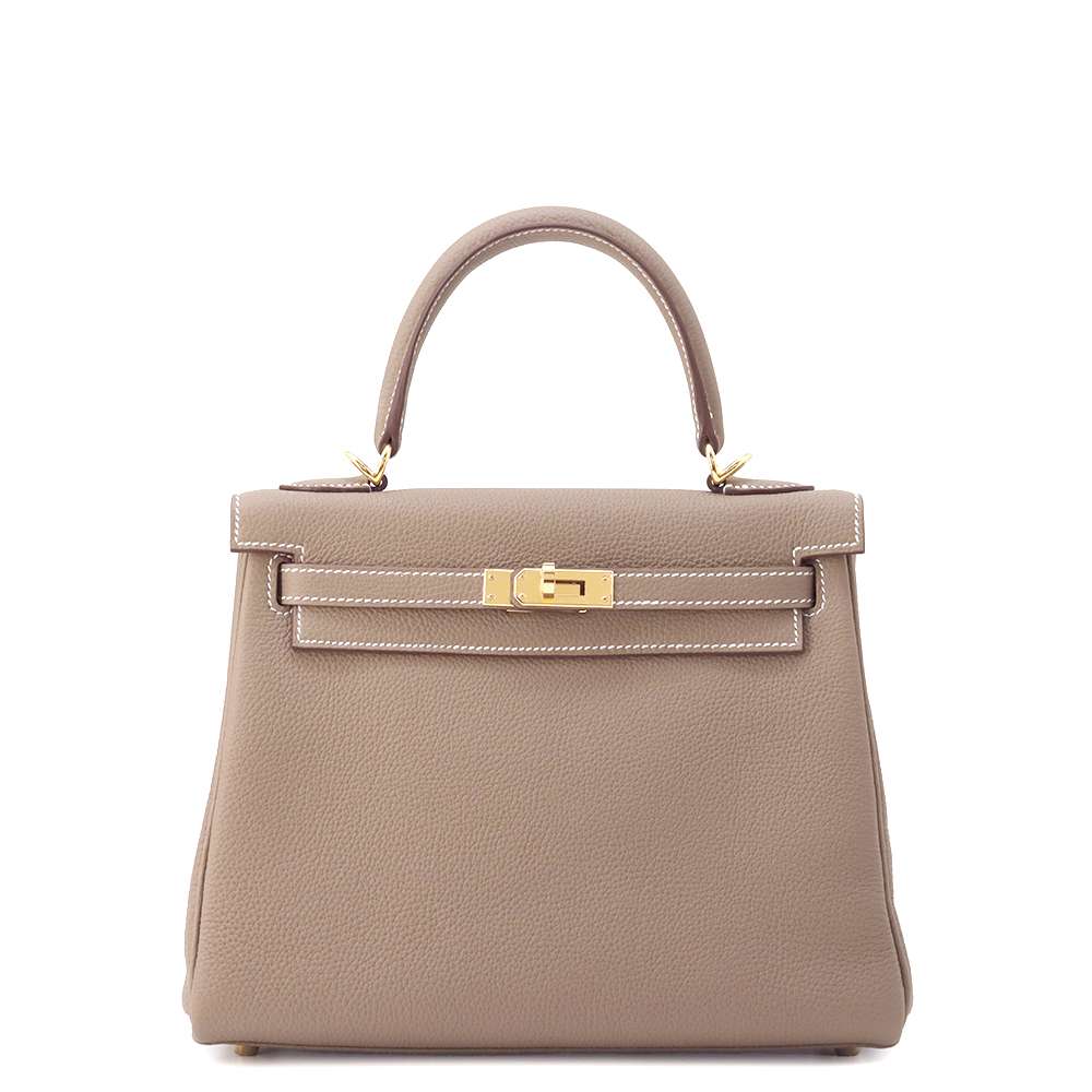 HERMES Kelly Retourne Etoupe Togo Leather Size 25