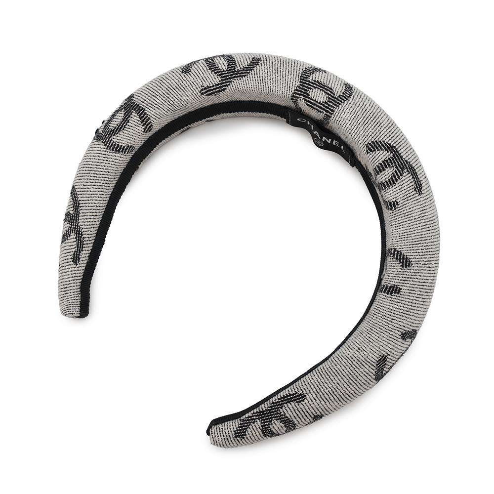 CHANEL CC Logo Headband Gray Cotton