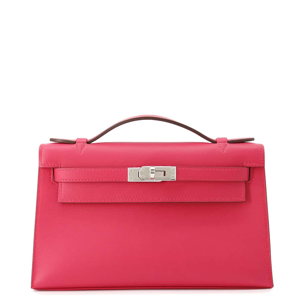 HERMES PochetteKelly Rose Xream Swift Leather