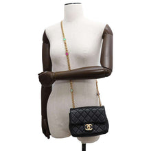 Load image into Gallery viewer, CHANEL Mini Matelasse ChainShoulder Bag BlackAS2379 Lambskin Size 17
