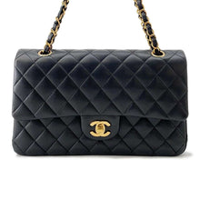 Load image into Gallery viewer, CHANEL Matelasse W Chain W Flap Shoulder Bag BlackA01112 Lambskin Size 25
