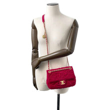 Load image into Gallery viewer, CHANEL Camellia Mini Flap Bag Red Velvet Size 20
