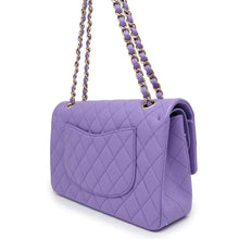 Load image into Gallery viewer, CHANEL Matelasse W Flap ChainShoulder Bag PurpleA01112 Caviar Leather Size 25
