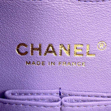 Load image into Gallery viewer, CHANEL Matelasse W Flap ChainShoulder Bag PurpleA01112 Caviar Leather Size 25
