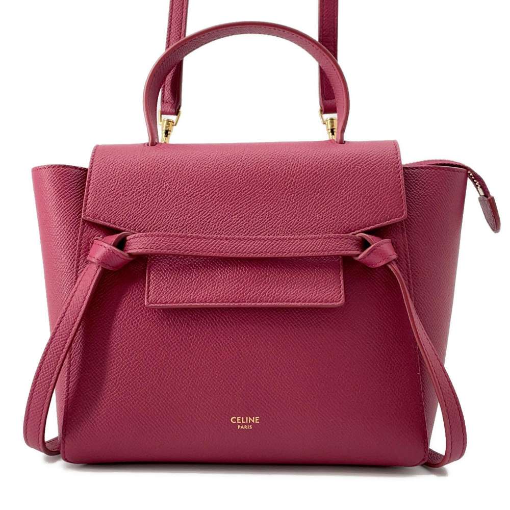 CELINE Belt bag Bordeaux Leather Size Nano