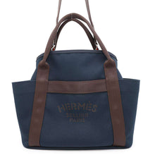 将图像加载到图库查看器中，HERMES Sacked Pansage Navy/Feu Toile Chevrons Canvas
