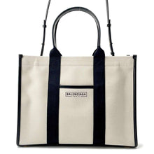 Load image into Gallery viewer, BALENCIAGA Hardware 2WAY Tote Bag Black/White671400 Canvas Leather Size Medium
