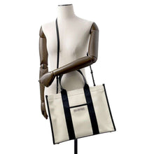 Load image into Gallery viewer, BALENCIAGA Hardware 2WAY Tote Bag Black/White671400 Canvas Leather Size Medium
