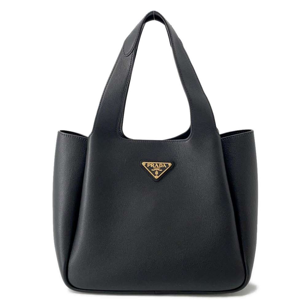 PRADA Vitello Dino Handbag Black1BG335 Leather Size Medium