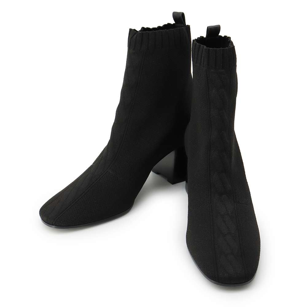 HERMES Short boots Vol Vert Black Knit Size 38