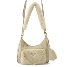 Load image into Gallery viewer, PRADA Re-Nylon Shearling Mini Bag Sand Beige1BC198 Shearling Nylon Leather
