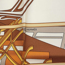 Load image into Gallery viewer, HERMES Carre &quot;Whip Line&quot; Size 90 Cream/Terracotta/OrangeH004183S Silk100%
