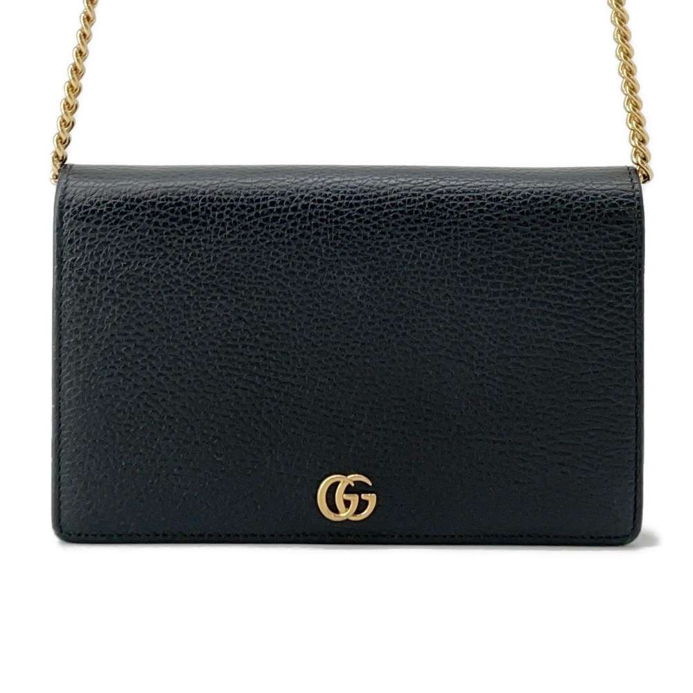 GUCCI GG Marmont ChainShoulder Bag Black497985 Leather