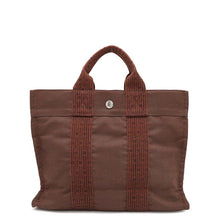 将图像加载到图库查看器中，HERMES Her Line Tote Brown Canvas Size PM
