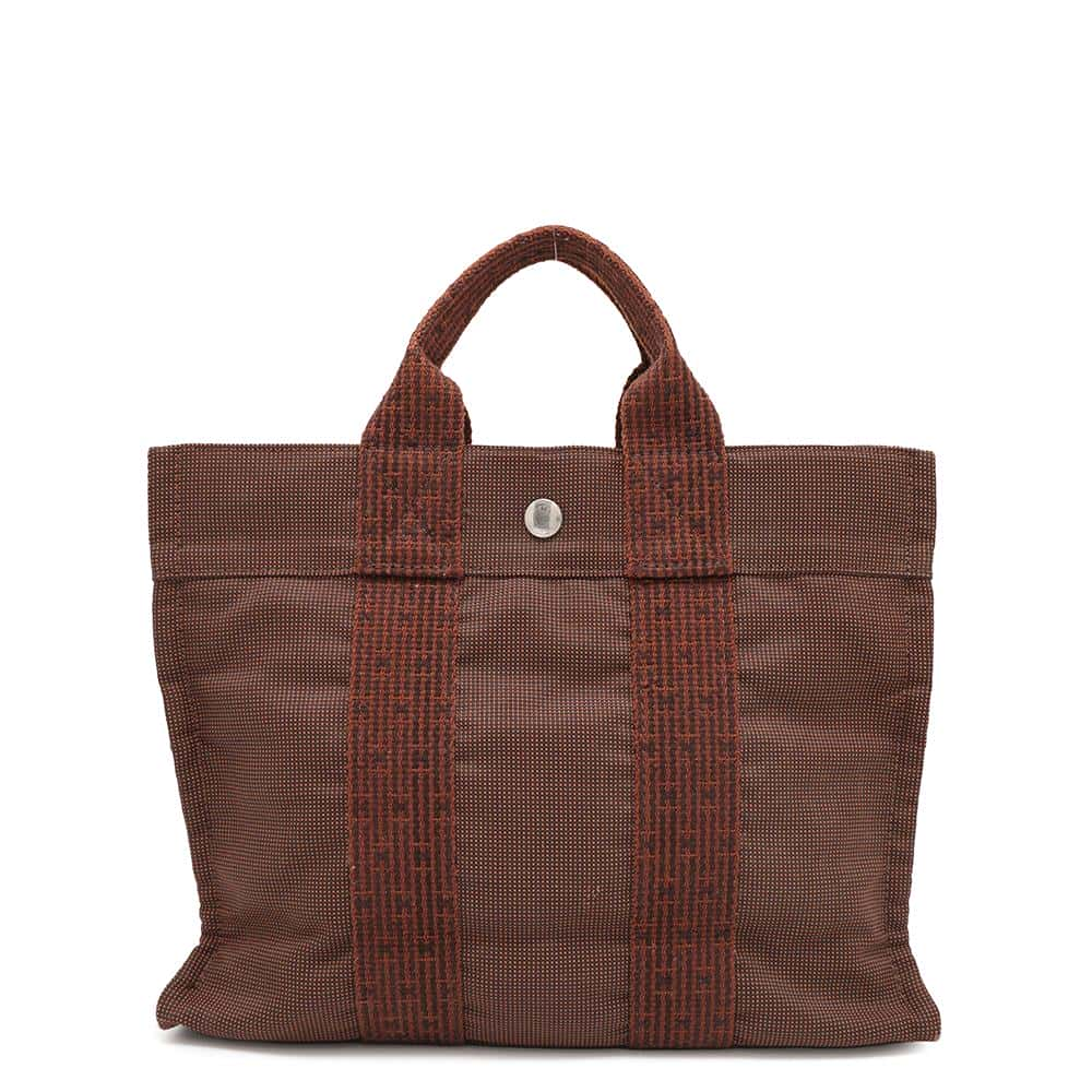 HERMES Her Line Tote Brown Canvas Size PM