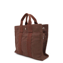 将图像加载到图库查看器中，HERMES Her Line Tote Brown Canvas Size PM
