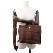 将图像加载到图库查看器中，HERMES Her Line Tote Brown Canvas Size PM
