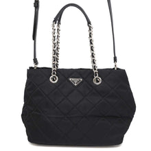 将图像加载到图库查看器中，PRADA Quilted ChainTote Bag Black1BG740 Nylon Leather
