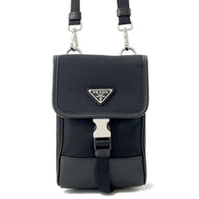 将图像加载到图库查看器中，PRADA Phone holder Black2ZH109 Nylon Leather
