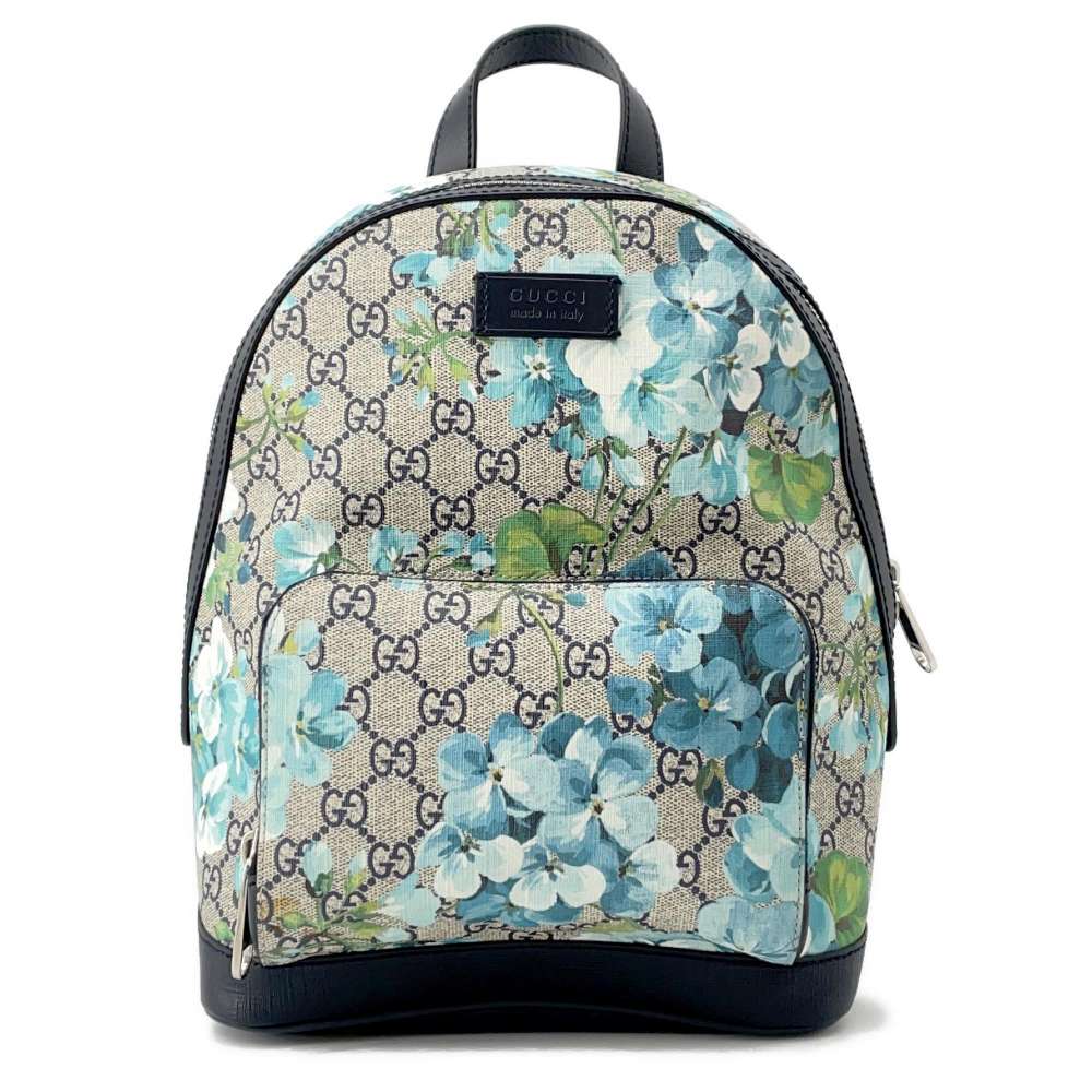 GUCCI GG Blooms Backpack Beige/Blue546327 GG SupremeCanvas Leather