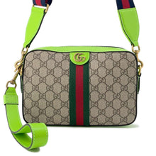 Load image into Gallery viewer, GUCCI Ophidia Small Cross Body Bag Beige/Green699439 Leather GG SupremeCanvas
