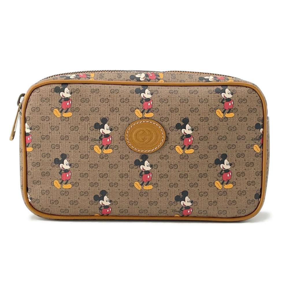 GUCCI GUCCI x Disney Mini GG Supreme Waist Pouch Beige602695 Leather Mini GG SupremeCanvas