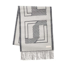 Load image into Gallery viewer, HERMES Cashmere Scarf &quot;Lettre au Carré&quot; Ivoire/Gris・FlannelH259152S Cashmere100%
