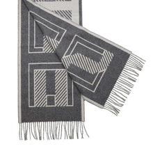 Load image into Gallery viewer, HERMES Cashmere Scarf &quot;Lettre au Carré&quot; Ivoire/Gris・FlannelH259152S Cashmere100%
