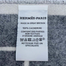 Load image into Gallery viewer, HERMES Cashmere Scarf &quot;Lettre au Carré&quot; Ivoire/Gris・FlannelH259152S Cashmere100%
