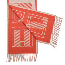 Load image into Gallery viewer, HERMES Cashmere Scarf &quot;Lettre au Carré&quot; Beige・Cine/SanguineH259152S Cashmere100%
