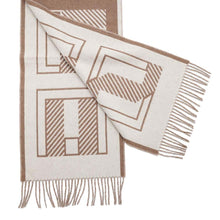 Load image into Gallery viewer, HERMES Cashmere Scarf &quot;Lettre au Carré&quot; Puce/IvoireH259152S Cashmere100%
