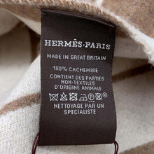 Load image into Gallery viewer, HERMES Cashmere Scarf &quot;Lettre au Carré&quot; Puce/IvoireH259152S Cashmere100%
