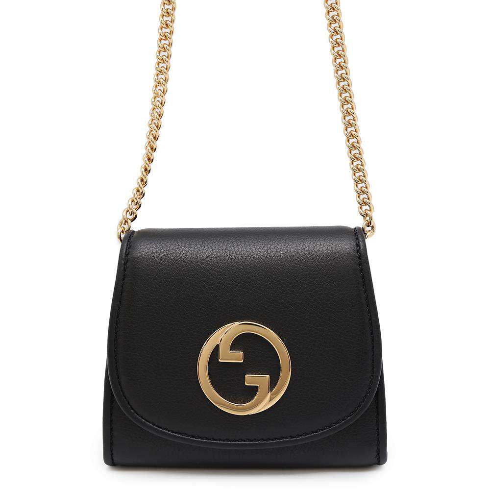 GUCCI Blondie Chain Wallet Black725219 Leather