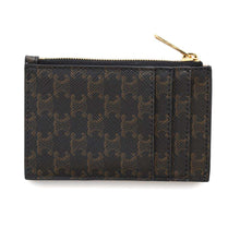 Load image into Gallery viewer, CELINE Card holder with zip Brown10F992BZ9 PVC Coated Canvas/Lambskin
