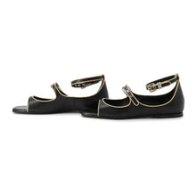 Load image into Gallery viewer, HERMES Sandals 《Kristen》 Black/JauneMalawi Chevre Nappa Size 35
