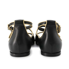 Load image into Gallery viewer, HERMES Sandals 《Kristen》 Black/JauneMalawi Chevre Nappa Size 35
