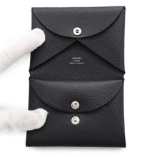 将图像加载到图库查看器中，HERMES Calvi duo Black Epsom
