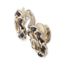 将图像加载到图库查看器中，CHANEL CC Logo Earring Champagne Gold/BlackAB8297 Metal Lambskin Rhinestone
