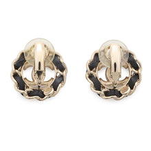 Load image into Gallery viewer, CHANEL CC Logo Earring Champagne Gold/BlackAB8297 Metal Lambskin Rhinestone
