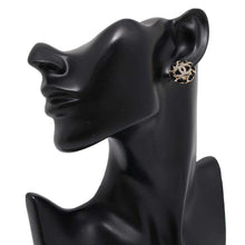 Load image into Gallery viewer, CHANEL CC Logo Earring Champagne Gold/BlackAB8297 Metal Lambskin Rhinestone
