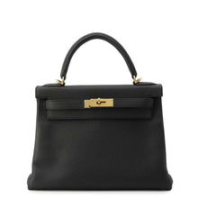 将图像加载到图库查看器中，HERMES Kelly Retourne Black Togo Leather Size 28
